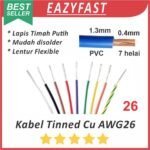 Kabel Serabut Tinned Cu AWG26 AWG 26 Tembaga Lapis Timah Putih Lentur Flexible PVC JST Audio NYAF