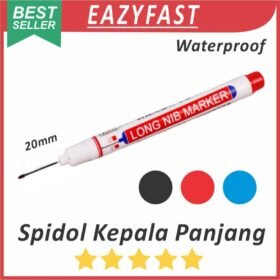 Spidol Tukang Mata Kepala Ujung Pena Panjang Tipis Kecil Waterproof Long Head Nib Marker Pertukangan