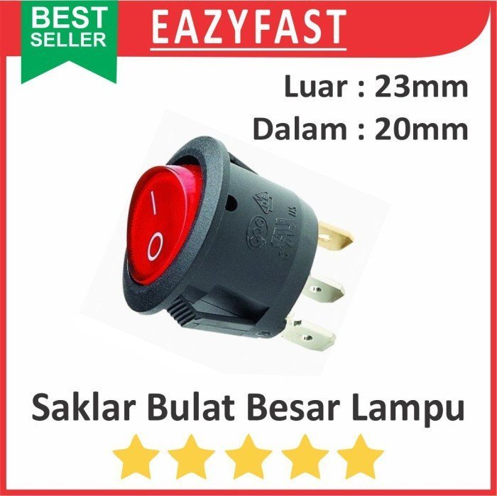 ginee_20241227151456564_5309487145.jpeg Saklar Bulat Besar 3 Pin Kaki 20mm 23mm Round Rocker Switch KCD1-105 - Image 1