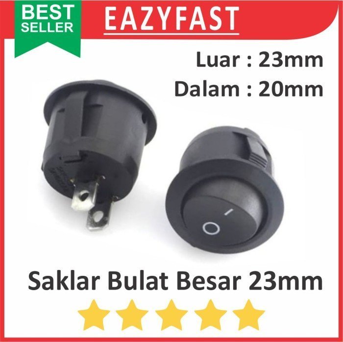 ginee_20241227151559011_8514529826.jpeg Saklar Bulat Besar 2 Pin Kaki 20mm 23mm Round Rocker Switch KCD1-105 - Image 1