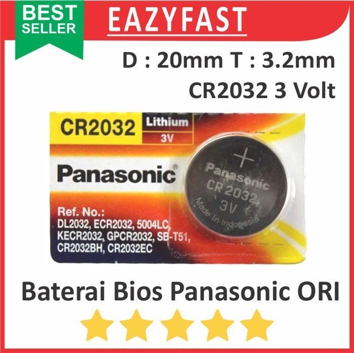 ginee_20241227152224627_1202391881.jpeg Baterai BIOS CMOS CR2032 Original Panasonic CR 2032 3V Kancing Koin - Image 1
