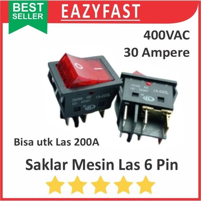 ginee_20260504155209258_2689164293.jpeg Saklar Switch Mesin Las Inverter 6P 6 Kaki Pin 30A 25A Trafo MMA KCD4 - Image 1