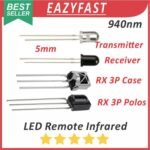 Photo Dioda LED IR Infra Red Merah Transmitter Receiver RX TX 2 3 Pin 2P 3P 5mm Emitter Pemancar Penerima Remote TV AC