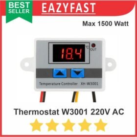 Modul Thermostat W3001 12V 24V DC 220V AC Inkubator Atur Suhu Temperature Otomatis W 3001 Adaptor Aki PLN