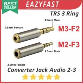 Converter Adapter Jack Audio 3.5 to 2.5 mm to 3.5mm to 2.5mm  Konverter Adaptor Konektor Gold Stereo TRRS