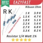 Resistor 1/4W Metal Film 1% R 1K 1.5K 1.8K 2.2K 2.7K 3.3K 3.9K 4.7K 5.1K 5.6K 6.8K 8.2K 1K5 1K8 2K2 2K7 3K3 3K9 4K7 5K1 5K6 6K8 8K2 1.5 1.8 2.2 2.7 3.3 3.9 4.7 5.1 5.6 6.8 8.2 K Ohm 1/4 W Watt