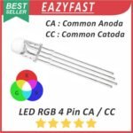 LED RGB 5mm 3 Warna 4P 4 Kaki Pin CA CC Common Anoda Katoda Anode Cathode Clear Bening Arduino ESP Compatible