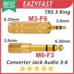 Converter Adapter Jack Audio 3.5 to 6.5 to 3.5mm to 6.5mm Konverter Adaptor Konektor Akai Gold Stereo TRS