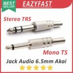 Jack Akai Kabel Audio Aux 6.5mm 6.5 Male Mono Stereo 2P 3P 2 3 P Pin Kaki TS TRS Besi Silver Mic Gitar
