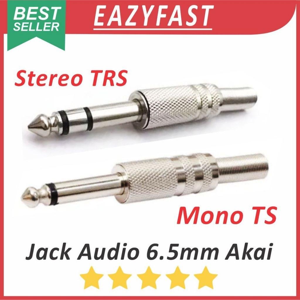 ginee_20260528111753663_9912454704.jpeg Jack Akai Kabel Audio Aux 6.5mm 6.5 Male Mono Stereo 2P 3P 2 3 P Pin Kaki TS TRS Besi Silver Mic Gitar - Image 1