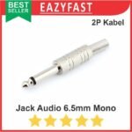 Jack Akai Kabel Audio Aux 6.5mm 6.5 Male Mono Stereo 2P 3P 2 3 P Pin Kaki TS TRS Besi Silver Mic Gitar - Image 4