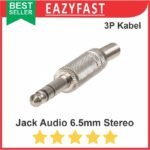 Jack Akai Kabel Audio Aux 6.5mm 6.5 Male Mono Stereo 2P 3P 2 3 P Pin Kaki TS TRS Besi Silver Mic Gitar - Image 5