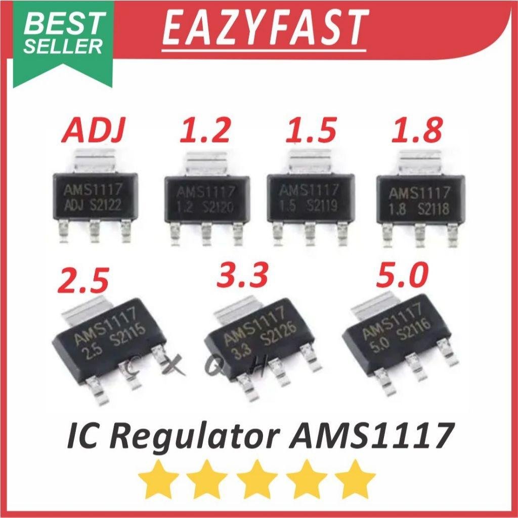 ginee_20260528170016014_7981611002.jpeg IC Chip DC Voltage Regulator AMS1117 ADJ 1.2 1.5 1.8 2.5 3.3 5 V Volt 1A 1 A Ampere AMS 1117 SMD SOT-223 1.2V 1.8V 2.5V 3.3V 5V 78XX - Image 1
