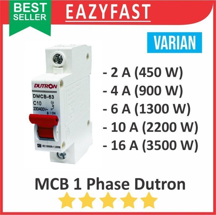 ginee_20250307151806487_6971735430.jpeg Saklar Listrik PLN MCB 1P 2A 4A 6A 10A 16A 2 4 6 10 16 A Ampere Dutron 1 Phase Kwh Meteran Din Rail - Image 1