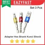 Adapter Mata Bor Obeng Hex Shank Kunci Shock Sock Sok Set 3 Pcs