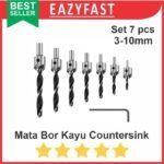 Mata Bor Kayu Countersink Baut Skrup HSS 3-10mm Set 7 Wood Drill Bit