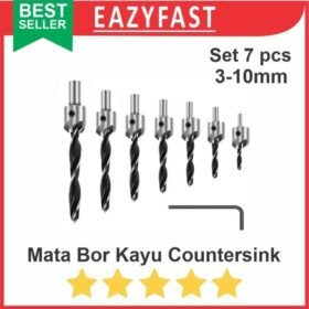 Mata Bor Kayu Countersink Baut Skrup HSS 3-10mm Set 7 Wood Drill Bit