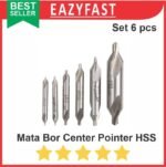 Mata Bor Center Centre Drill Bit Pointer HSS Titik Tengah Set 6 pcs