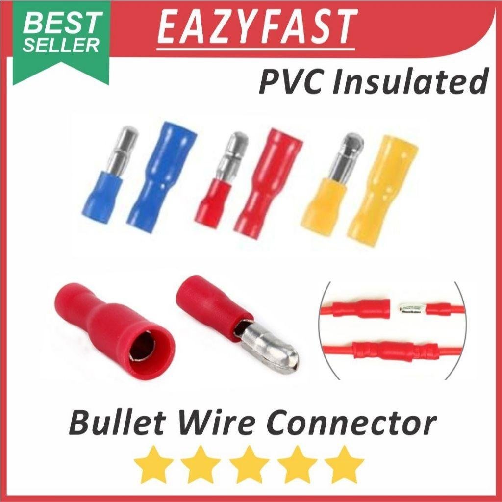 ginee_20260402164534717_1932835691.jpeg Skun Bulat PVC Insulated Konektor Terminal Kabel Cucuk Bullet Butt Wire Plug Cable Connector Crimp Merah Biru Kuning Male Female - Image 1