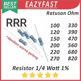 Resistor 1/4W Metal Film 1% R 100 120 150 200 220 270 330 390 470 560 680 820 Ohm 1/4 W Watt