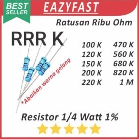 Resistor 1/4W Metal Film 1% R 100K 120K 150K 200K 220K 330K 470K 560K 680K 820K 1M 1.5M 1M5 100 120 150 200 220 330 470 560 680 820 K 1 1.5 M Ohm 1/4 W Watt