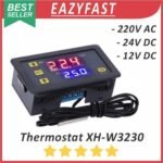 Modul Thermostat Digital W3230 12V 24V DC 220V AC Controller Otomatis Temperature Suhu Inkubator Panas Dingin W 3230 PV SV 12 24 220 V Volt Adaptor Aki PLN