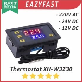 Modul Thermostat Digital W3230 12V 24V DC 220V AC Controller Otomatis Temperature Suhu Inkubator Panas Dingin W 3230 PV SV 12 24 220 V Volt Adaptor Aki PLN
