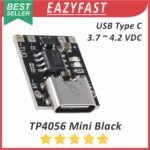 Modul Mini TP4056 Black USB Type C Charger Baterai 18650 Li Ion BMS Lithium Ion 3.7V 4.2V 5V 3.7 4.2 5 V Volt