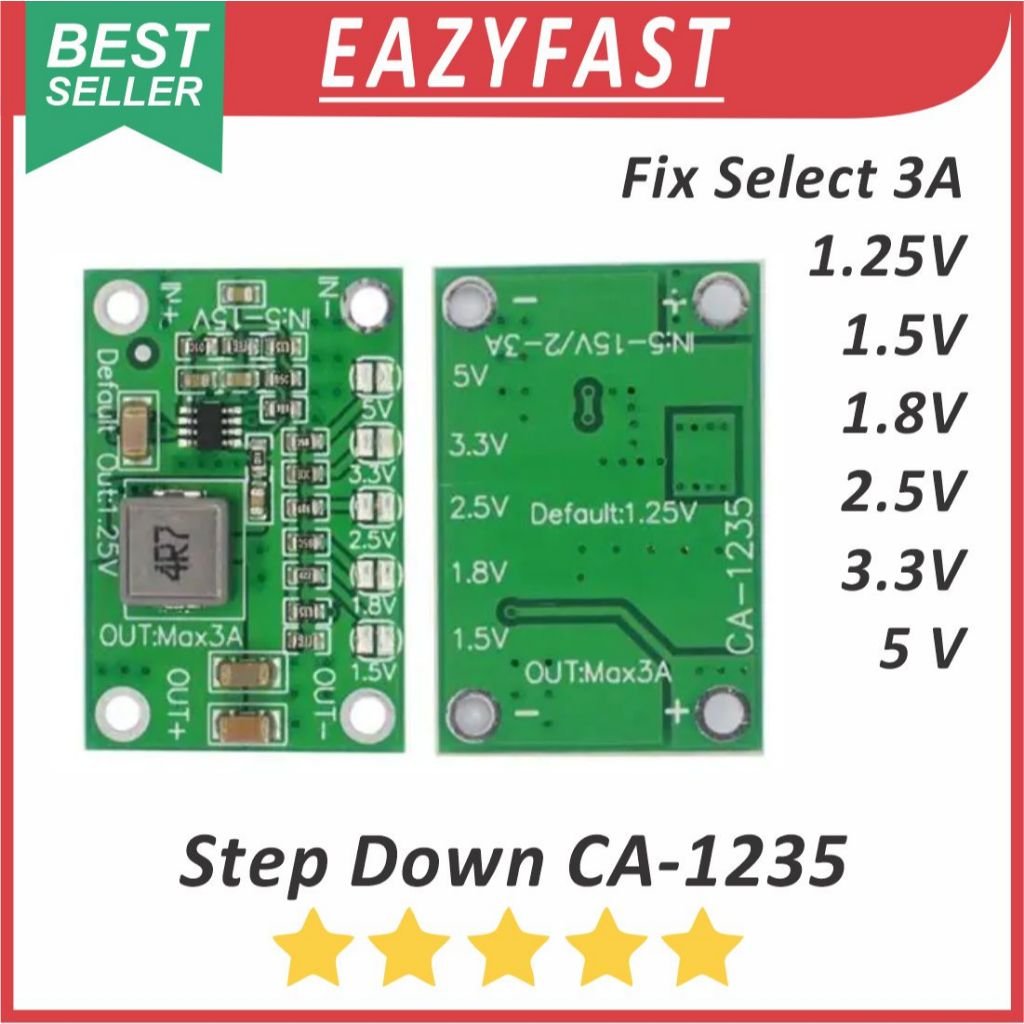 ginee_20260610155326664_7865811961.jpeg Modul Step Down CA-1235 MP1495 DC Buck Converter Select Fix 1.5V 1.8V 2.5V 3.3V 5V 1.5 1.8 2.5 3.3 5 V Volt Seperti AMS1117 Module Adjustable Adjust - Image 1