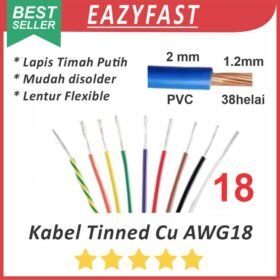 Kabel Serabut Tinned Cu AWG18 AWG 18 NYAF Tembaga Lapis Timah Putih Lentur Flexible PVC JST Audio