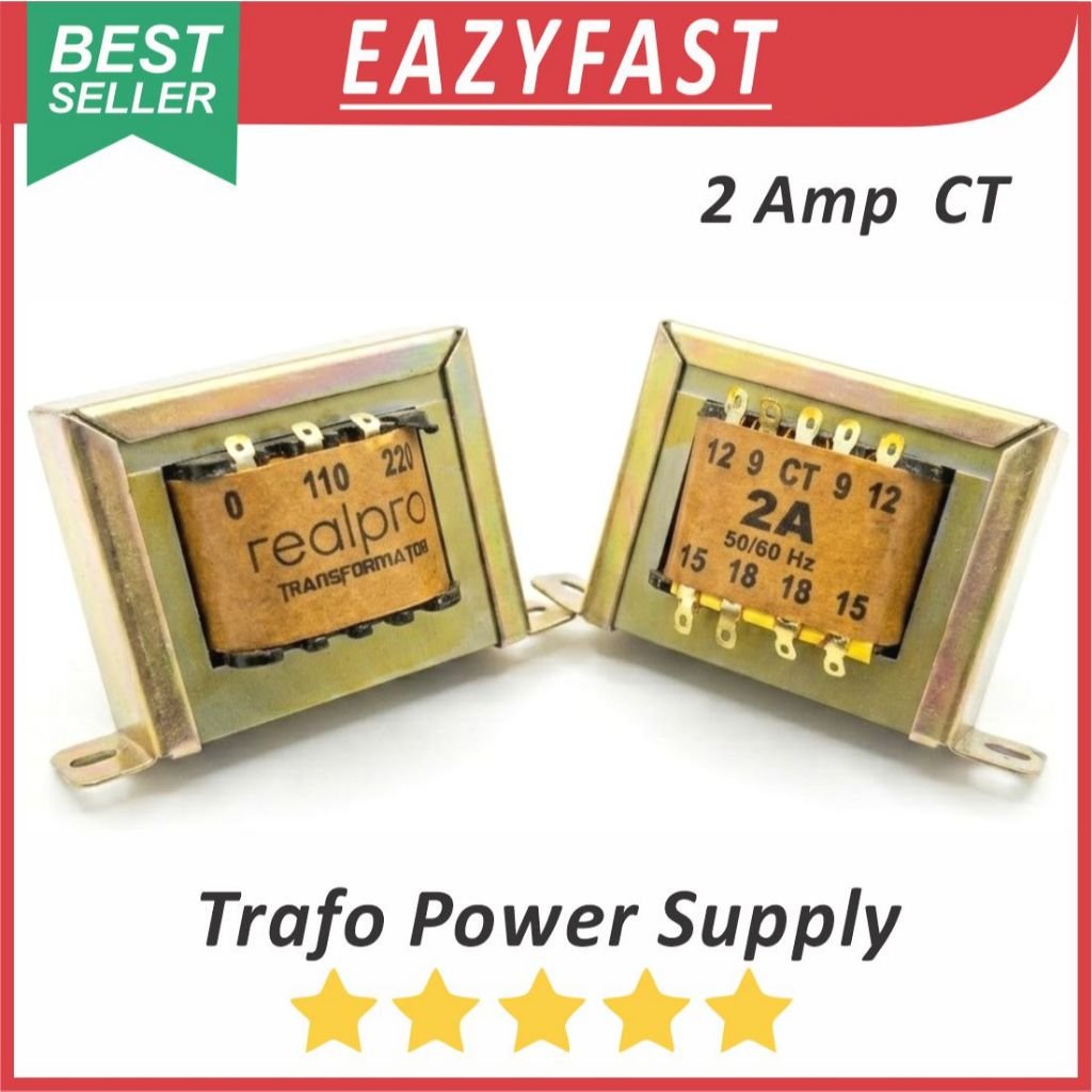 ginee_20260611142912747_0395942400.jpeg Trafo CT 2A 2 A Ampere 0V 12V 15V 18V Transformator Power Supply Travo PSU 0 12 15 18 110 220 V Volt AC Engkel RealPro Tembaga Murni - Image 1