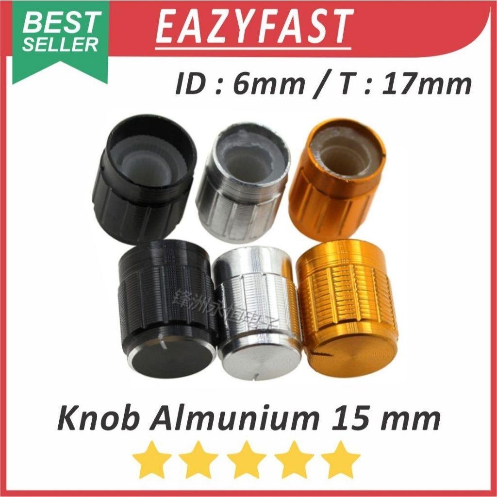 ginee_20260311144311970_7027399900.jpeg Knob Knop Potensio Kecil 6mm 15mm Black Silver Gold Hitam Perak Emas Tutup Potensiometer Putar Volume - Image 1