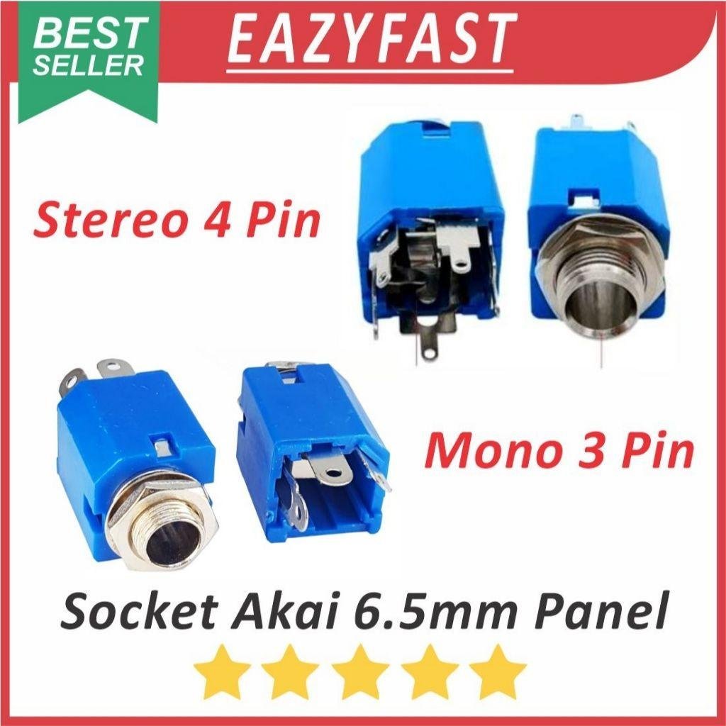 ginee_20260528111824022_4710894850.jpeg Socket Audio Akai 6.5mm Female Case Body Panel Mono Stereo 3 4 P Pin Kaki 3P 4P Kotak Biru Audio Jack Jek Plug - Image 1