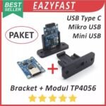 Paket Modul TP4056 dan Dudukan Bracket Charger Cas Baterai Lithium Ion 18650 Li-Ion Module
